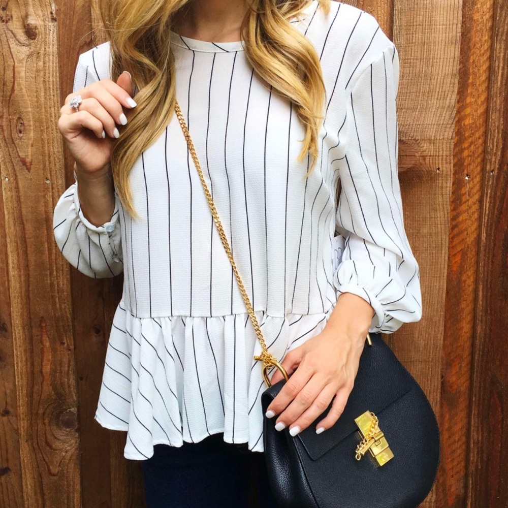 BP Stripe Ruffle Hem Top (size XXS)